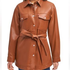 NWOT LEVI’S BELTED FAUX LEATHER SHIRT JACKET